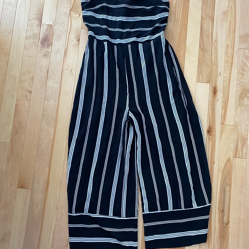 Japna Black and White Striped Jumpsuit